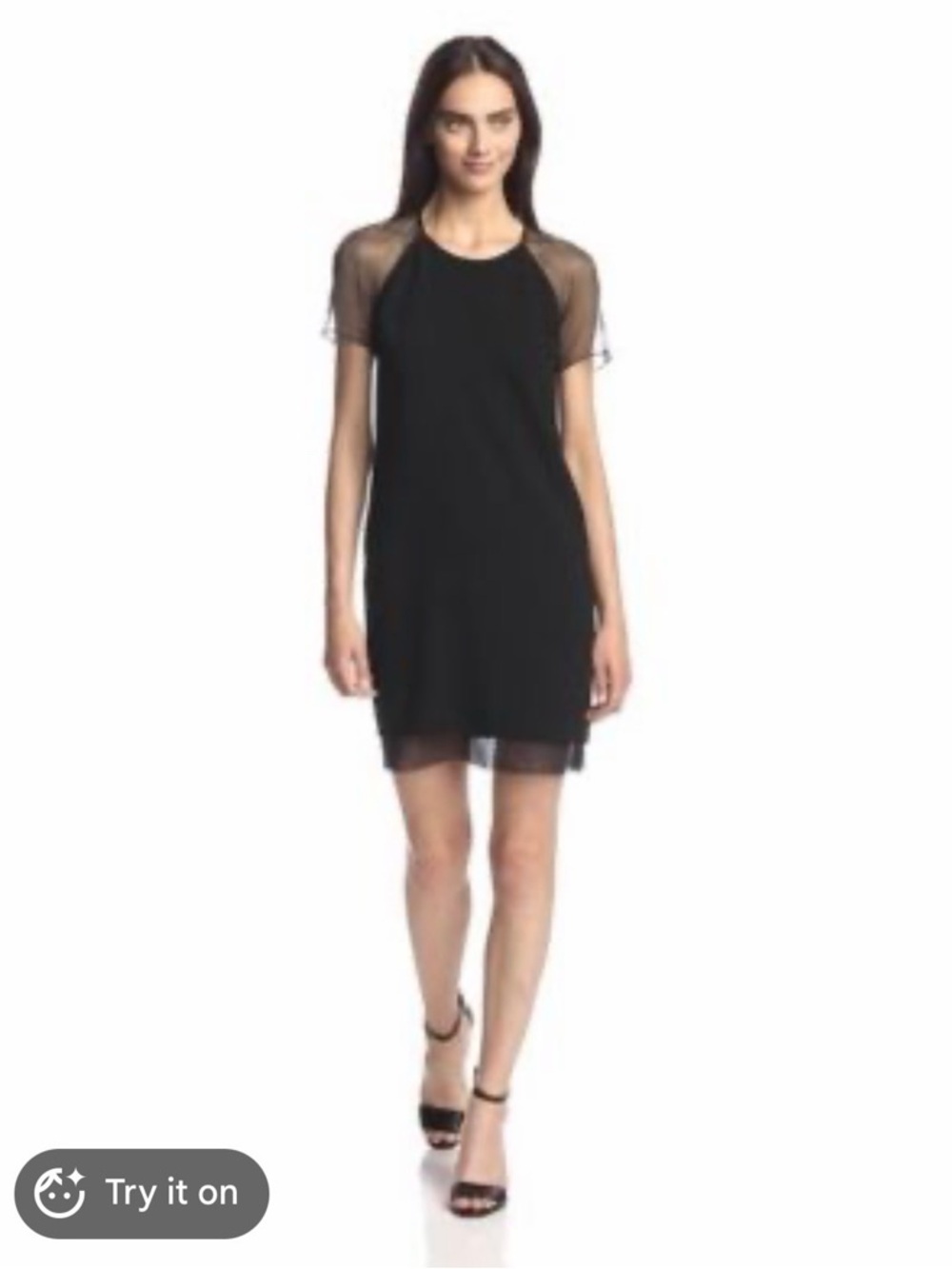 Burberry Black Sheer-Sleeve Mini Dress